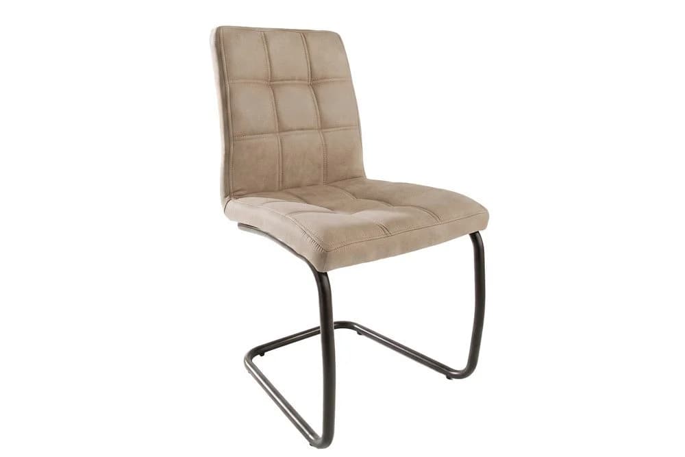 riess-ambiente Freischwinger MODENA Vintage Beige Schwarz Microfaser Metall
