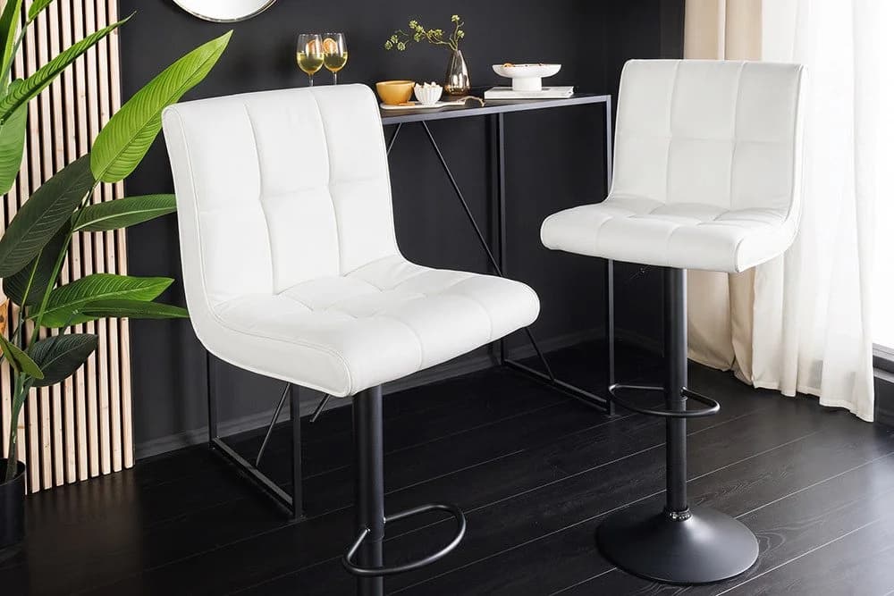 riess-ambiente Barhocker MODENA weiß/schwarz Kunstleder Metall höhenverstellbar - Bild 2