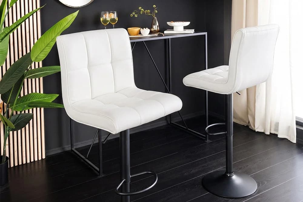 riess-ambiente Barhocker MODENA weiß/schwarz Kunstleder Metall höhenverstellbar - Bild 4