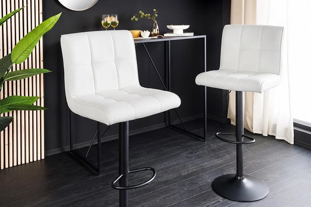 riess-ambiente Barhocker MODENA weiß/schwarz Kunstleder Metall höhenverstellbar - Bild 5