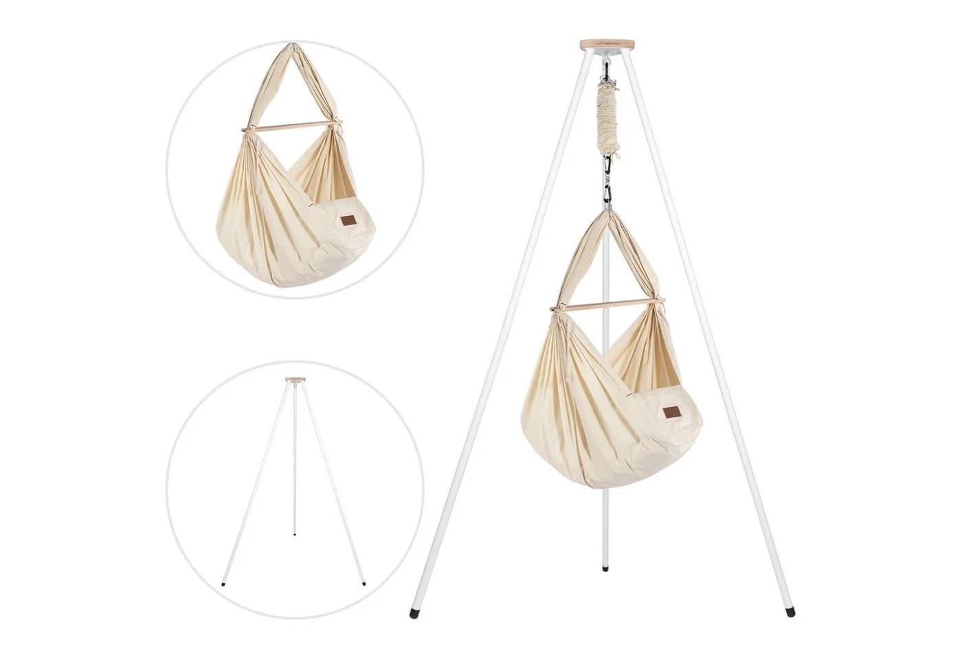 Stubenbett Federwiege Bio mit Tipi Weiß - Natürliche Schafwolle