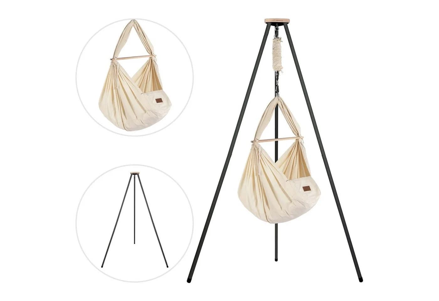 Stubenbett Federwiege Bio Anthrazit mit Tipi-Design