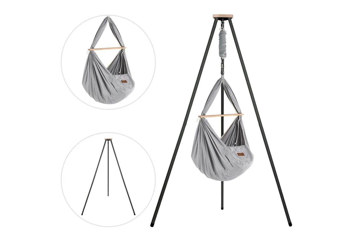 Stubenbett Federwiege Bio Grey Tipi Anthrazit mit Schafwolle