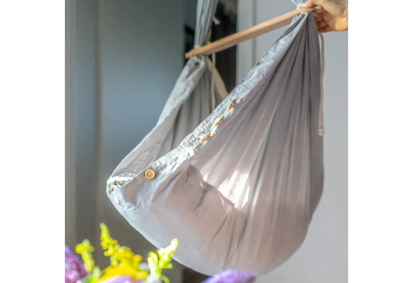 Stubenbett Federwiege Bio Grey Tipi Anthrazit mit Schafwolle - Bild 5