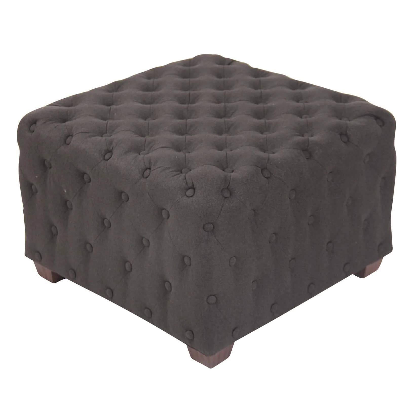 CLP Sitzhocker Nimes Stoff Eckig Chesterfield Design Grau