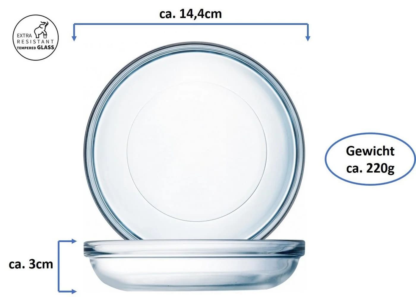 ARCOROC Dessertteller 14cm Gehärtetes Glas Transparent