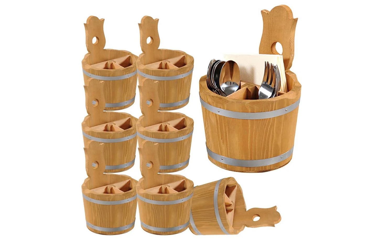 Kesper Besteckbox 8-tlg. Kiefernholz 3-fach Einteilung Natur - Bild 2