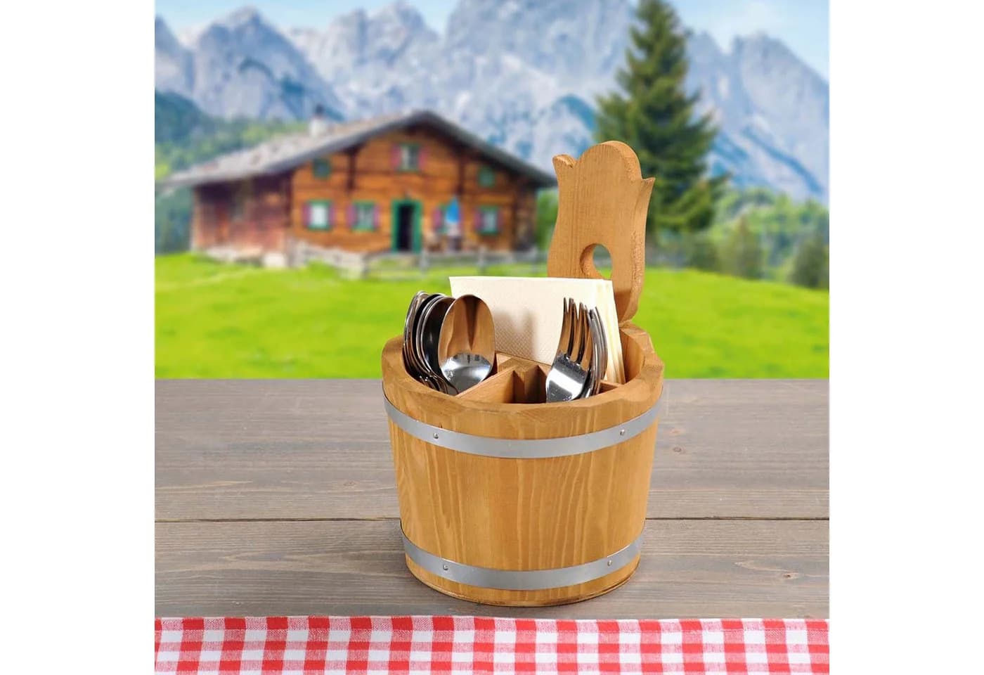 Kesper Besteckbox 8-tlg. Kiefernholz 3-fach Einteilung Natur - Bild 5