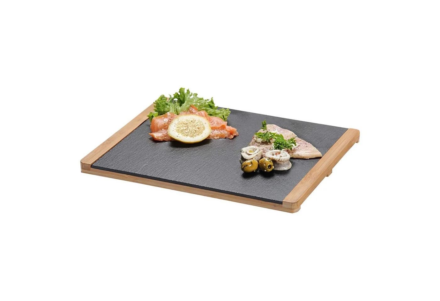 Kesper Buffetplatten 4-tlg. Schiefer mit Bambusrahmen