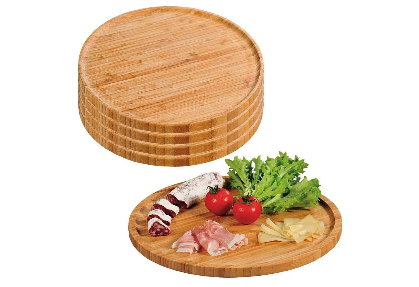 Kesper Pizzateller 5er Set Bambus Ø 32cm Natur