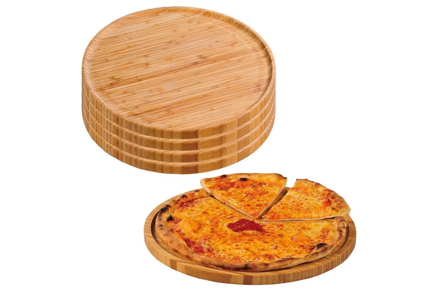 Kesper Pizzateller 5er Set Bambus Ø 32cm Natur - Bild 2