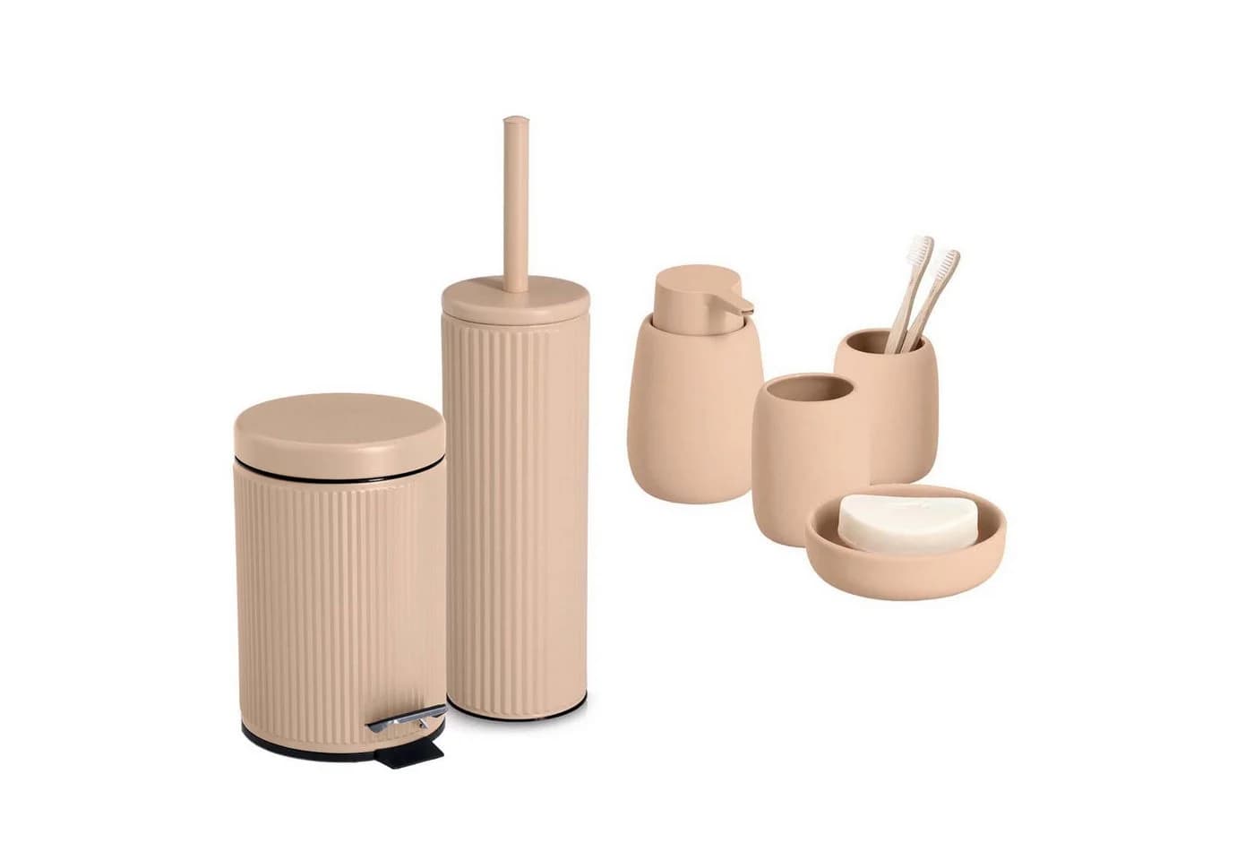 Zeller Present Badaccessoire-Set 6-teilig Keramik Mandel - Bild 2