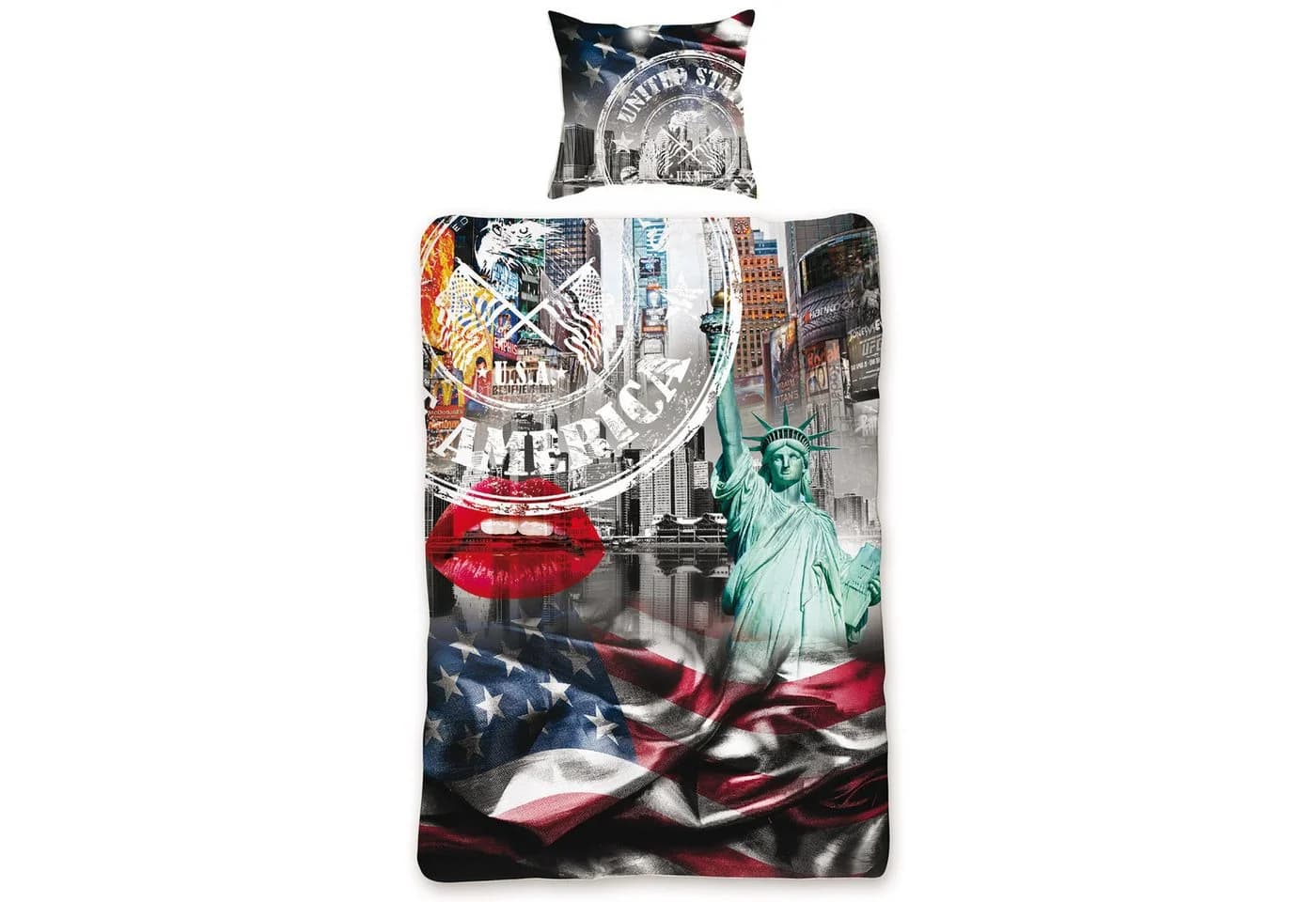 BERONAGE Wendebettwäsche USA Stars and Stripes 2-teilig 135x200 + 80x80 cm - Bild 5