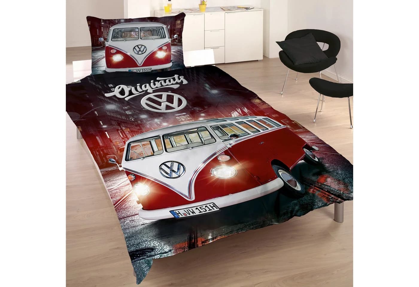 BERONAGE VW Bulli Bettwäsche Set 2-tlg. 100% Baumwolle