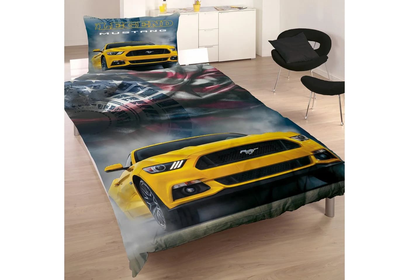BERONAGE Wendebettwäsche Ford Mustang 100% Baumwolle 2-teilig