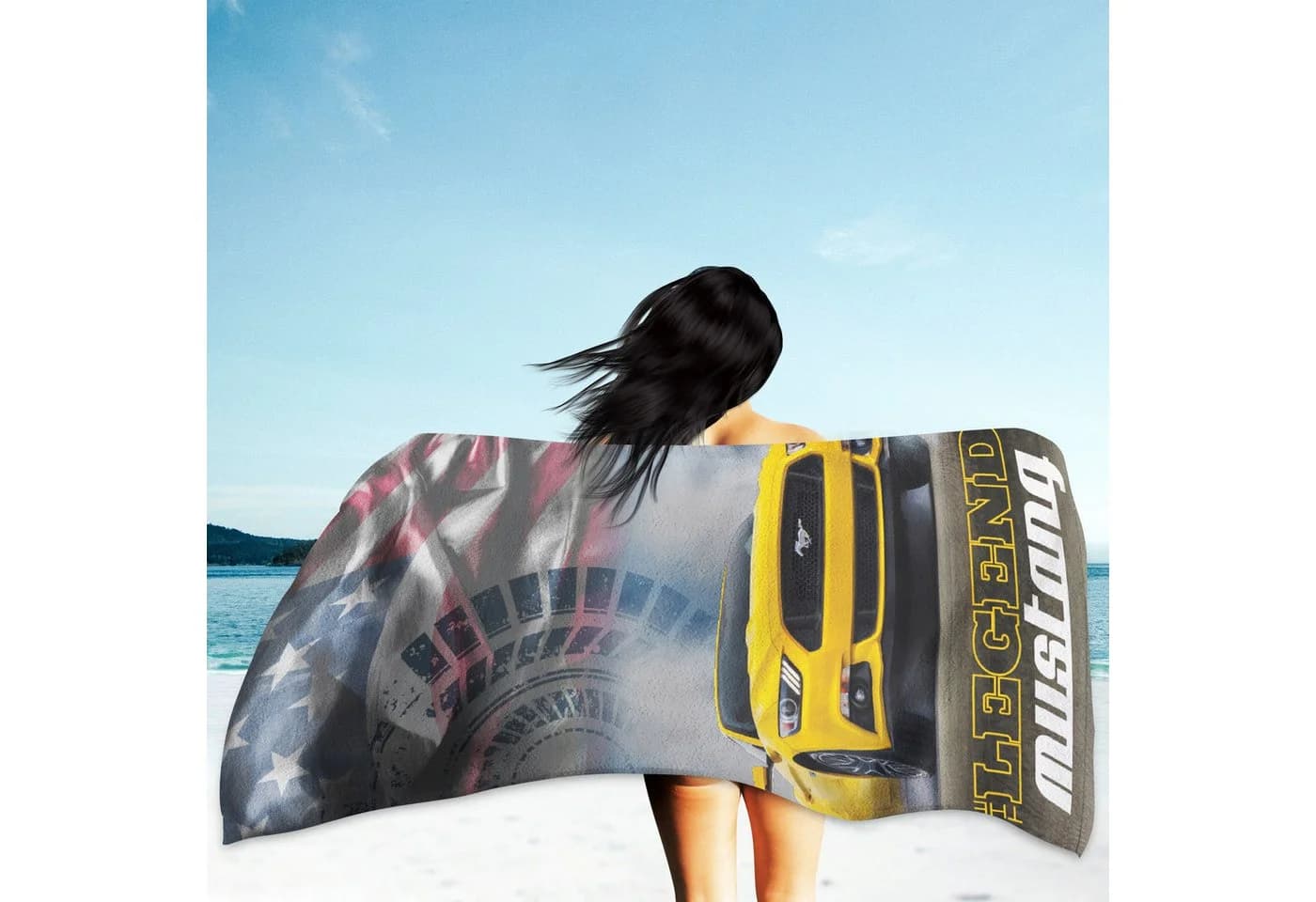 BERONAGE Ford Mustang Legend Badetuch 75x150 cm Baumwolle
