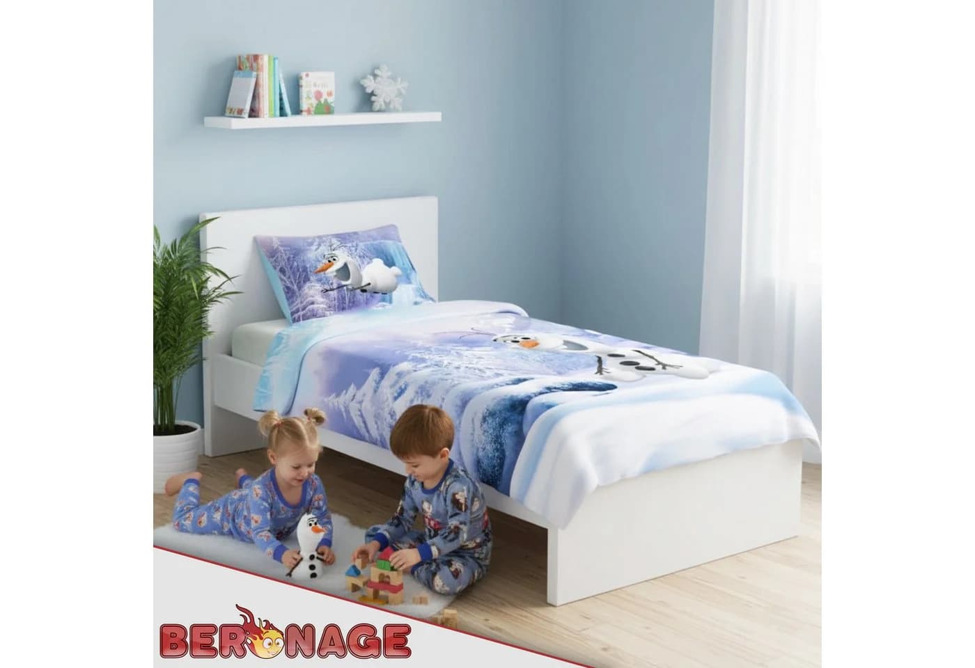 BERONAGE Kinderbettwäsche Frozen Olaf 100% Baumwolle Biber Flanell - Bild 5