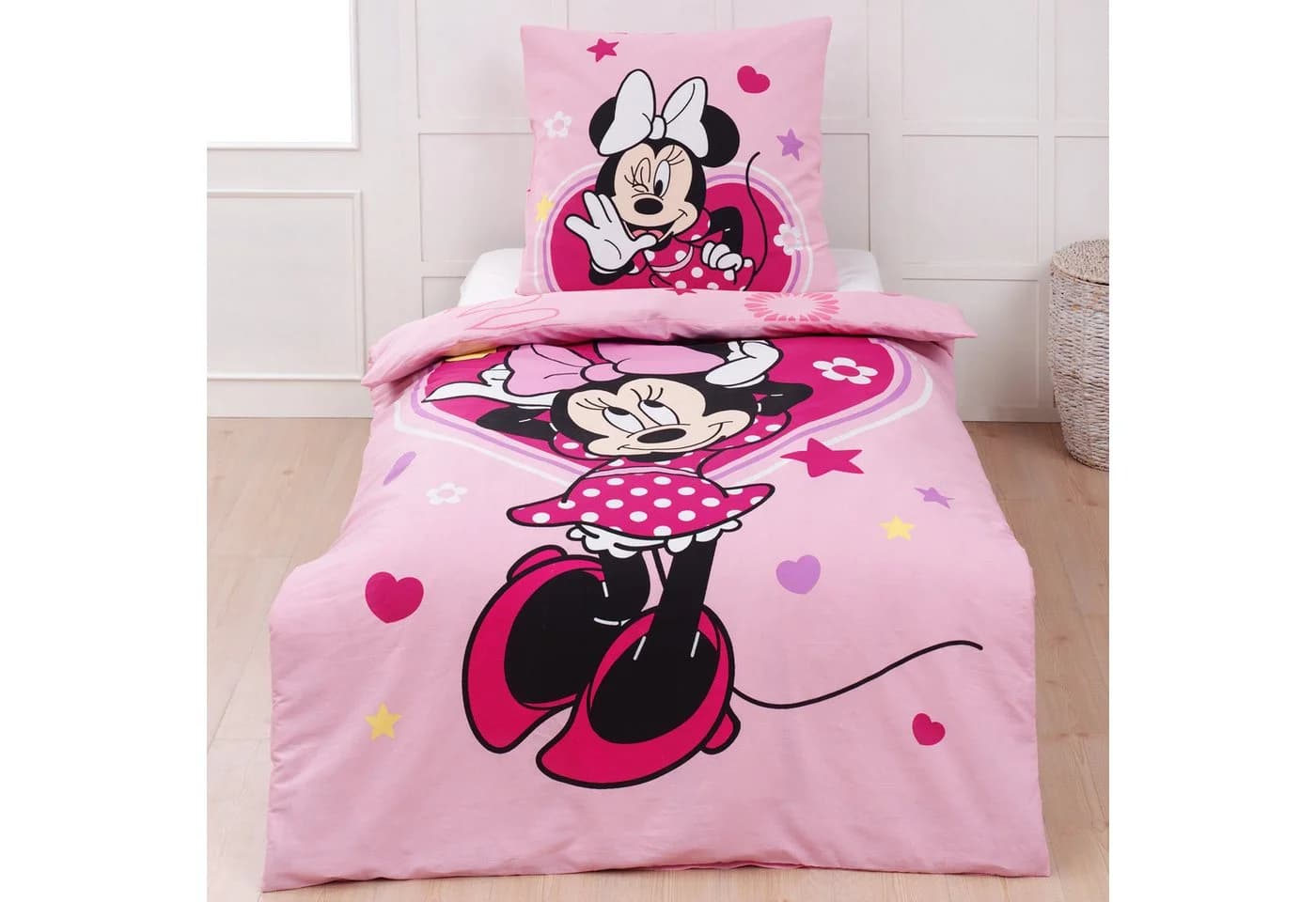 BERONAGE Kinderbettwäsche Minnie Mouse Rosa Flanell 100% Baumwolle - Bild 4