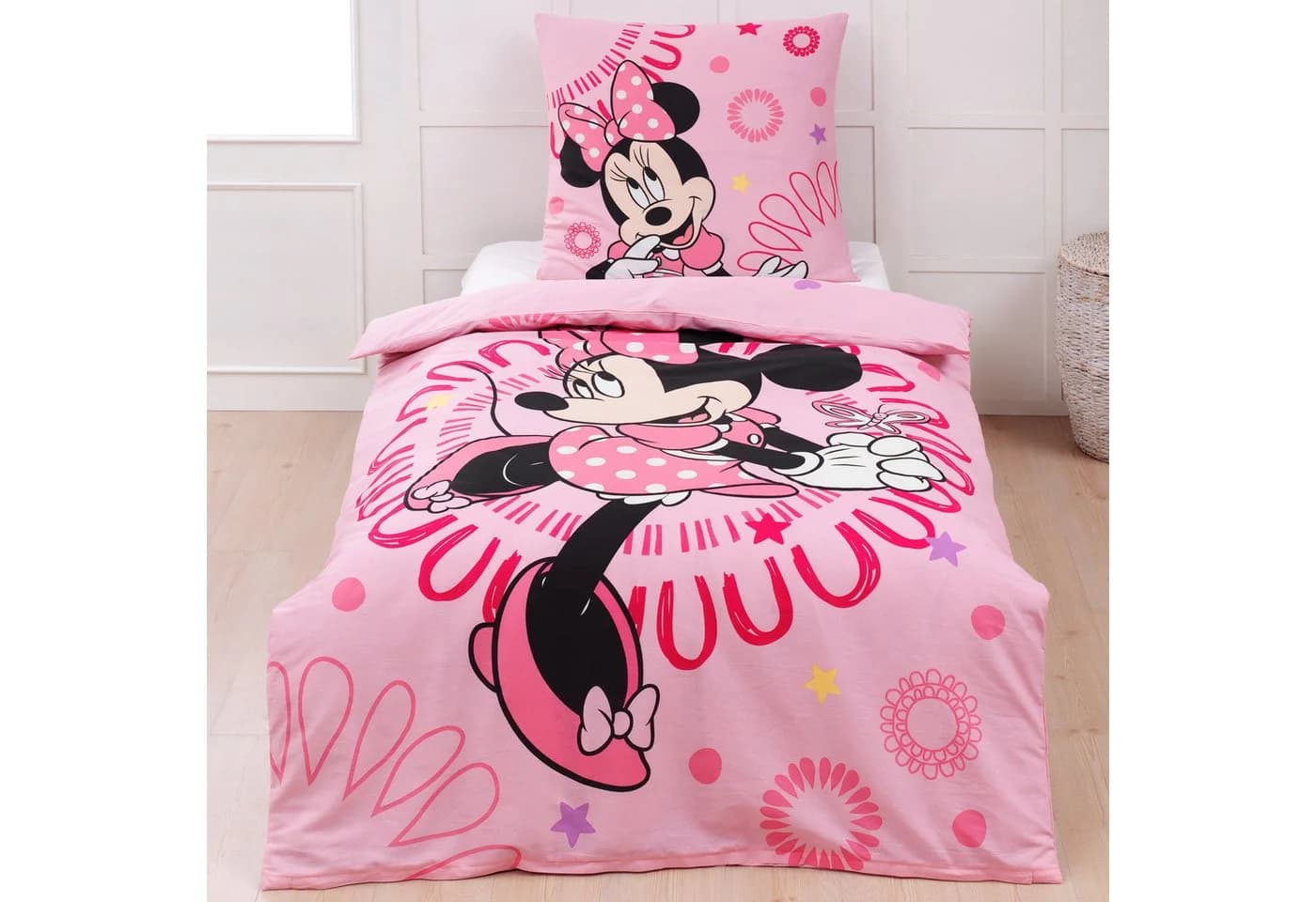 BERONAGE Kinderbettwäsche Minnie Mouse Rosa Flanell 100% Baumwolle - Bild 5