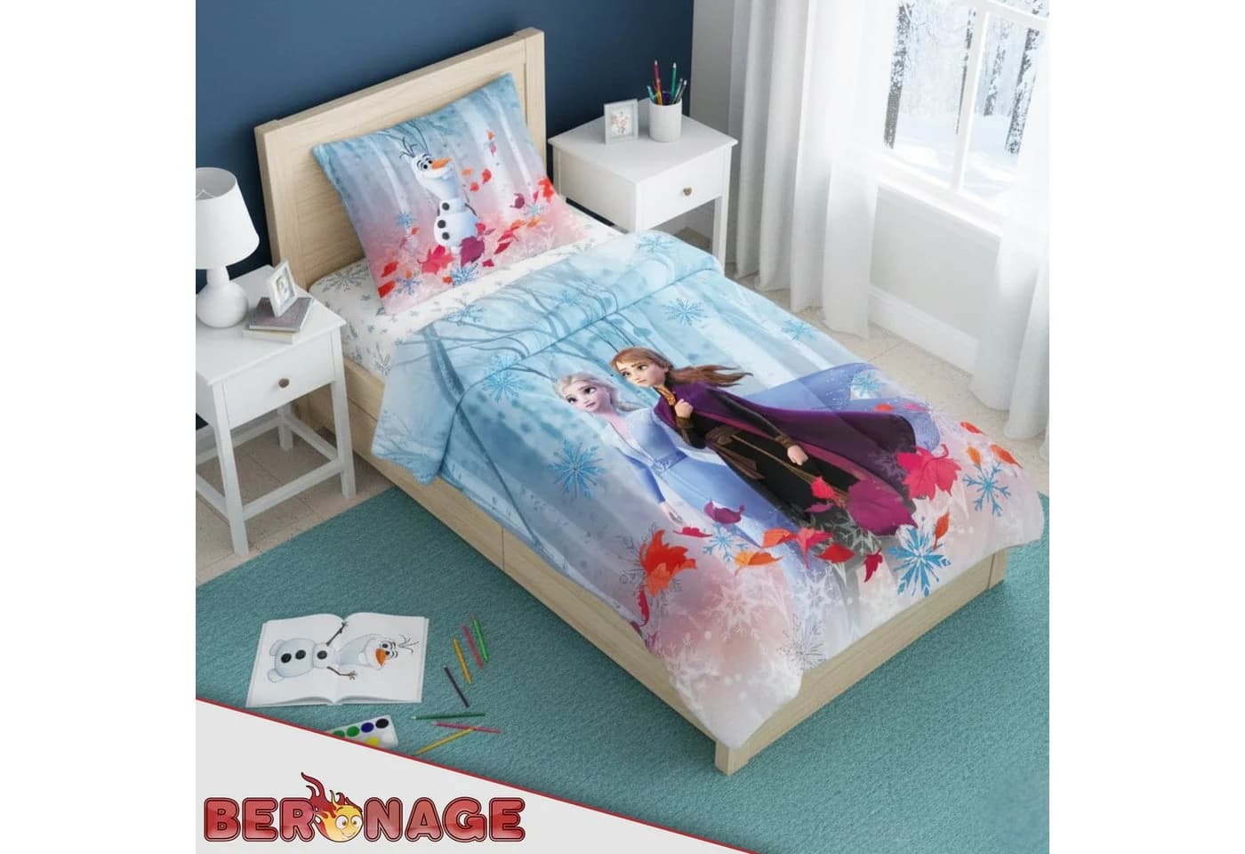 BERONAGE Kinderbettwäsche Frozen Die Eiskönigin Team Bettwäsche Biber Flanell - Bild 4