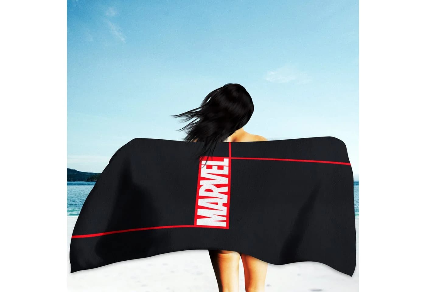 BERONAGE Marvel Strandtuch Logo Schwarz 100% Baumwolle - Bild 4