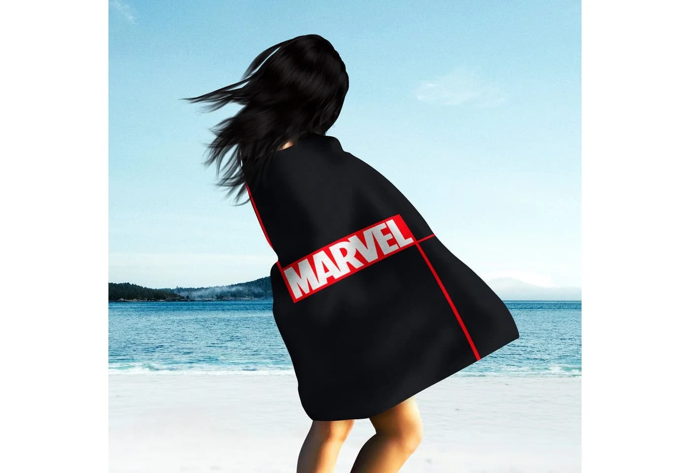 BERONAGE Marvel Strandtuch Logo Schwarz 100% Baumwolle - Bild 5