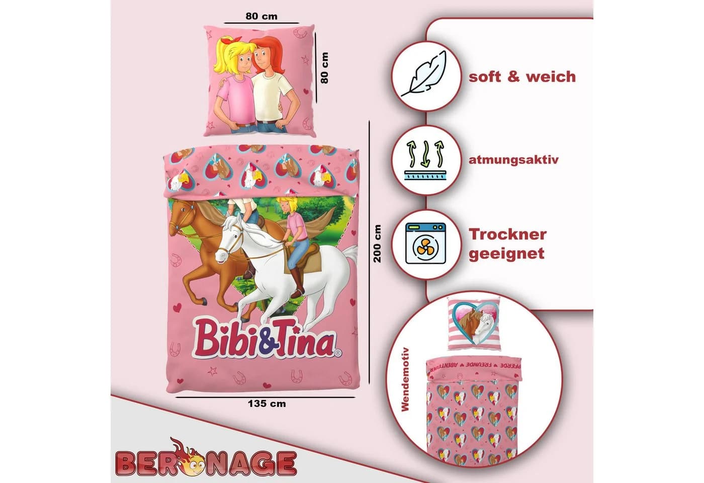 BERONAGE Kinderbettwäsche Bibi und Tina 100% Baumwolle - Bild 3