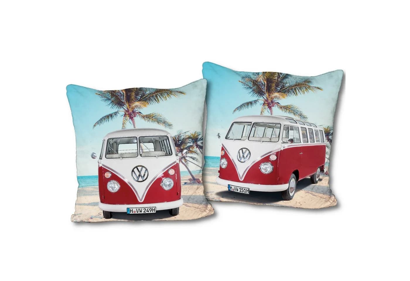 BERONAGE VW Bulli T1 Wendekissen Rot 40x40cm - Bild 2