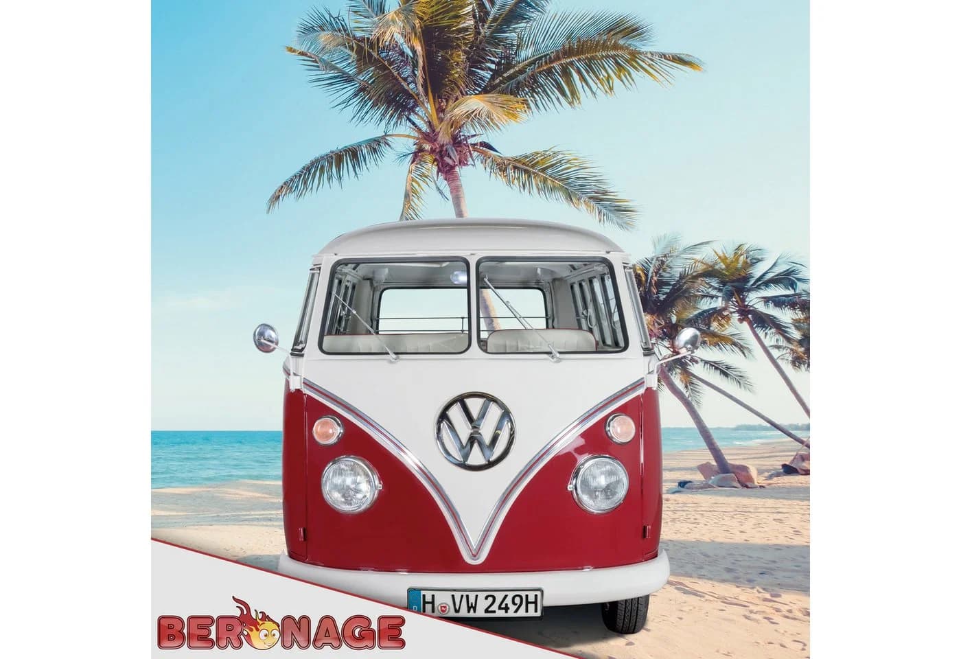 BERONAGE VW Bulli T1 Wendekissen Rot 40x40cm - Bild 3