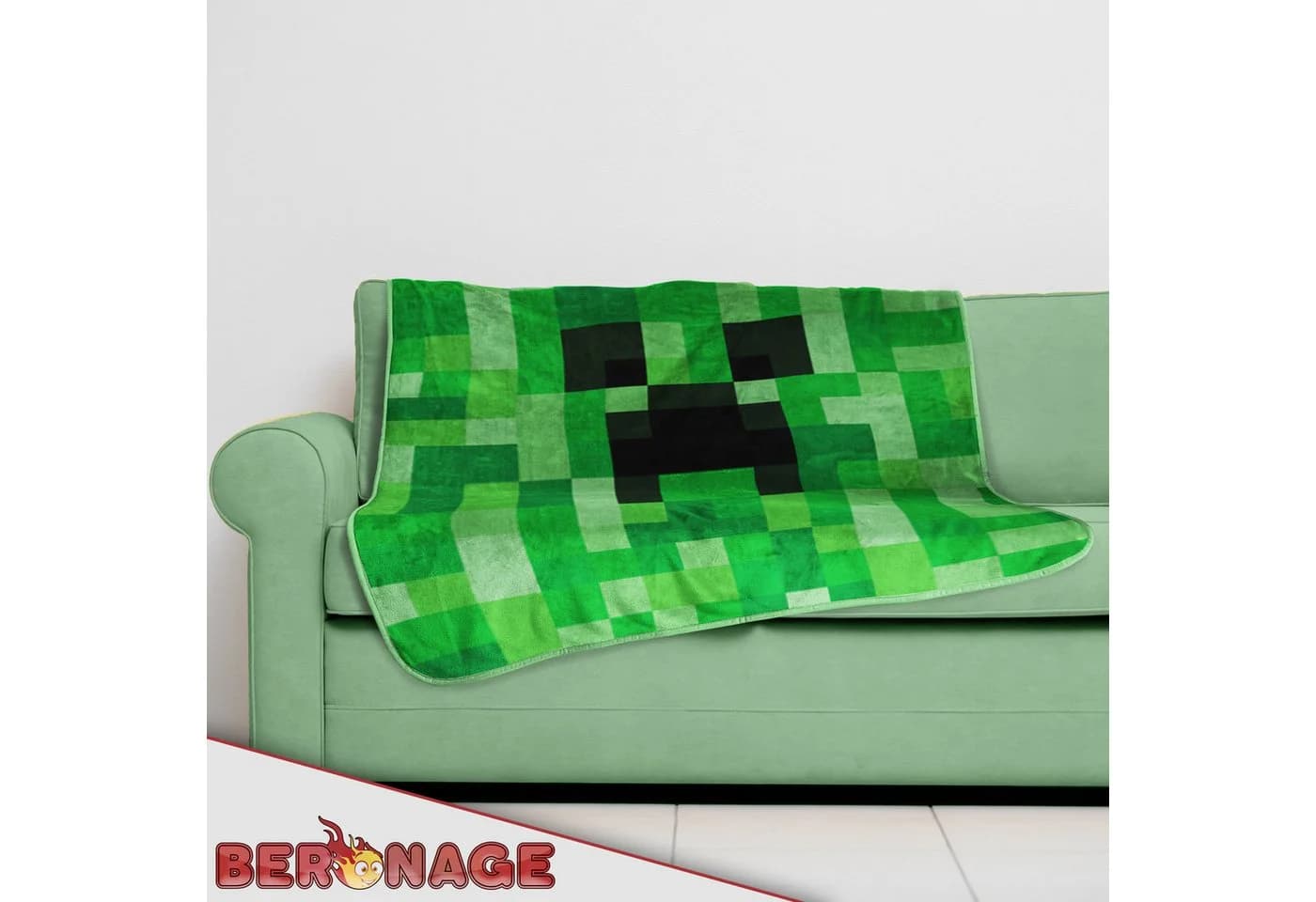 Minecraft Wohndecke Creeper 150x200 cm Kuscheldecke, BERONAGE - Bild 4