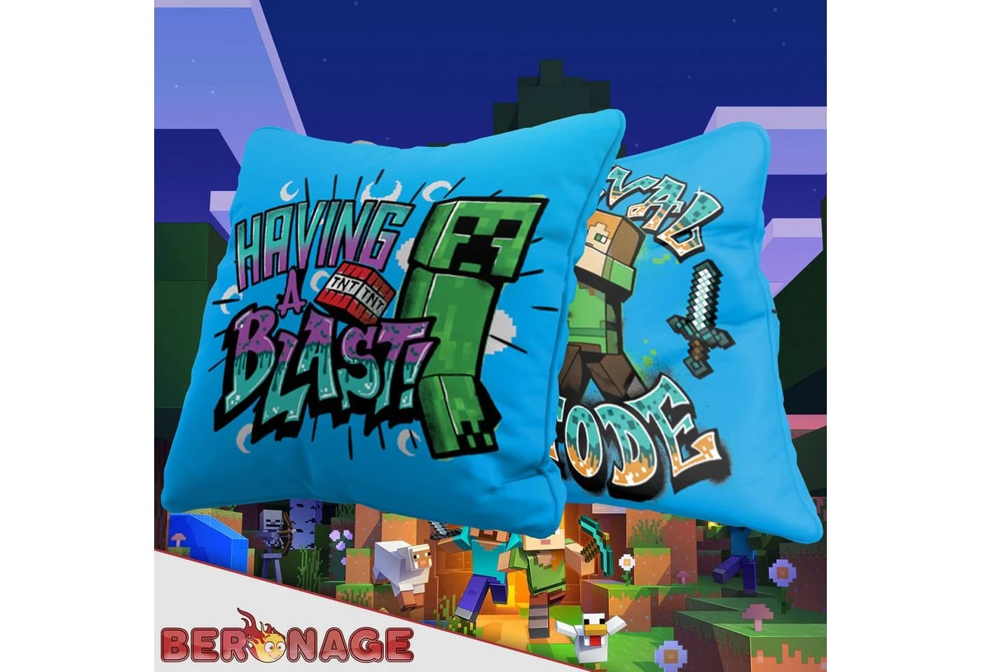BERONAGE Minecraft Kuschelkissen Blast 40x40cm Creeper TNT - Bild 3