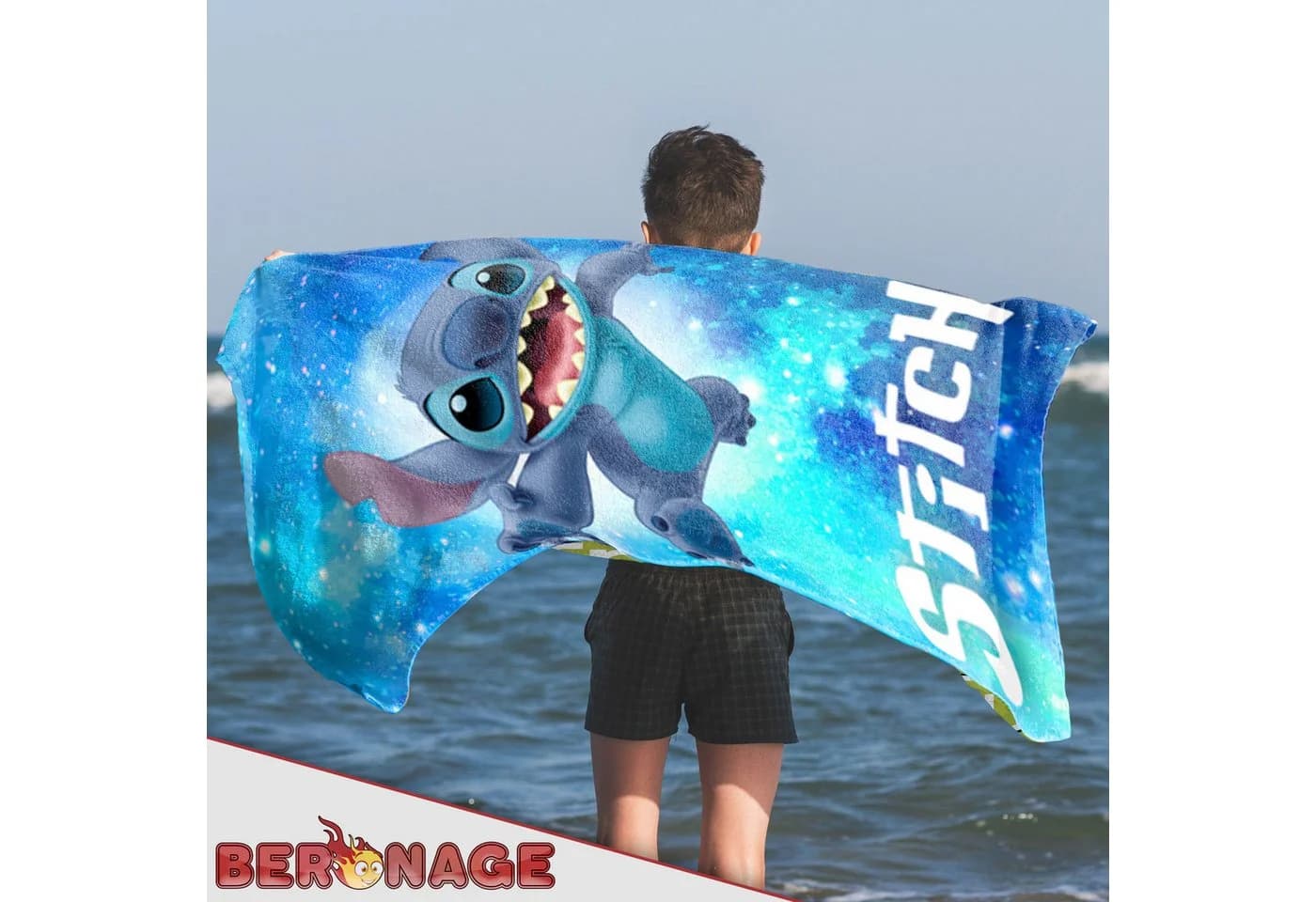 BERONAGE Strandtuch Lilo & Stitch Badetuch Out of The World 75x150 cm - Bild 4