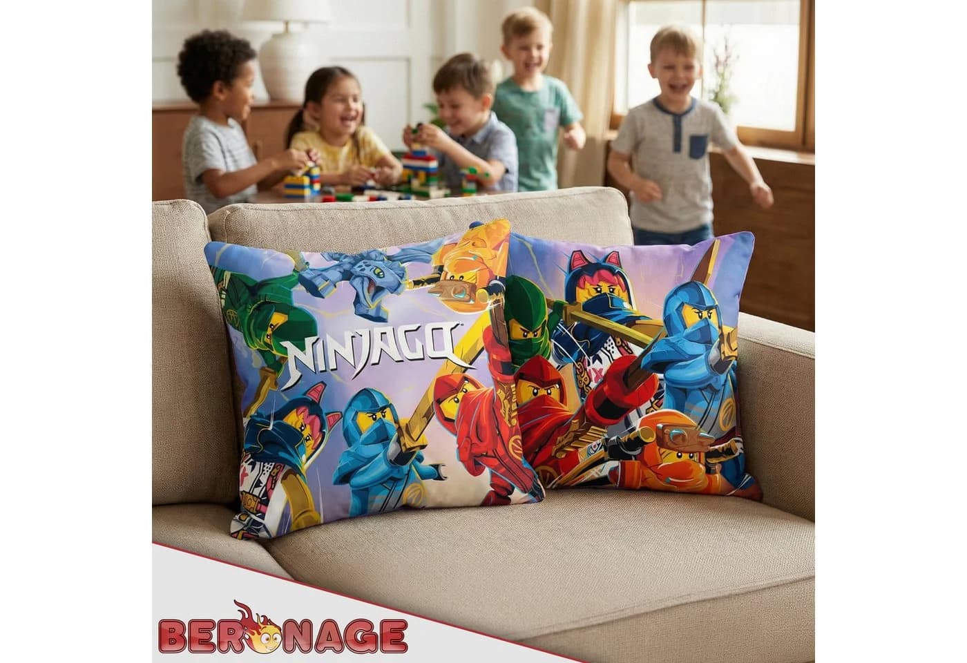 BERONAGE Dekokissen LEGO Ninjago Dragons Rising 40x40 cm - Bild 5