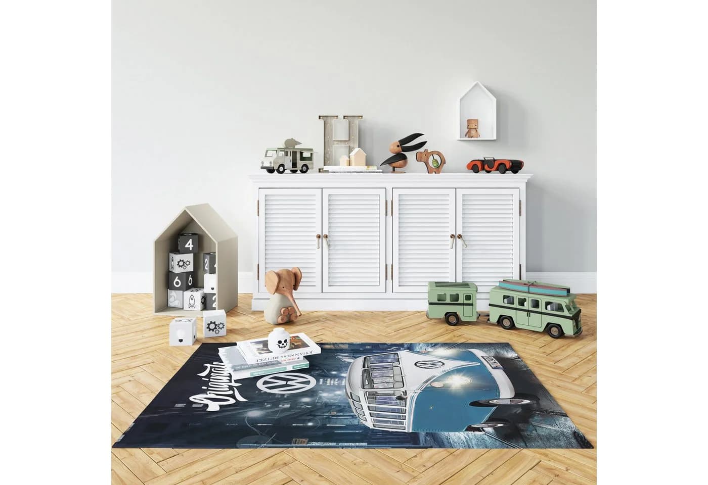 BERONAGE Volkswagen Bulli Teppich 100x133 cm Blau - Bild 4