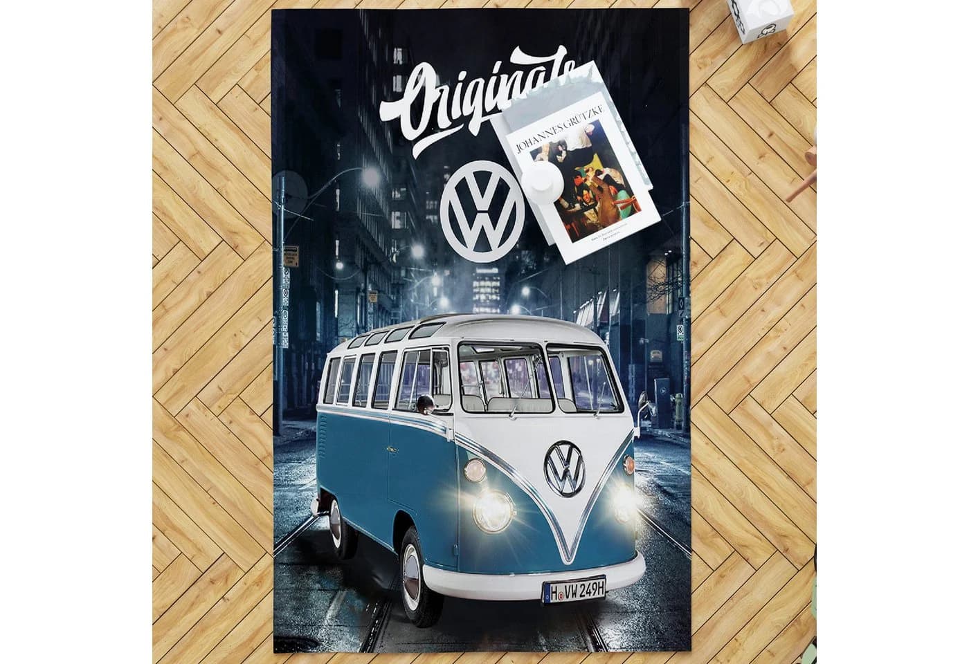 BERONAGE Volkswagen Bulli Teppich 100x133 cm Blau - Bild 5