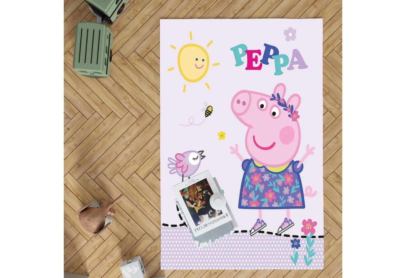 BERONAGE Peppa Wutz Pig Kinderteppich Rosa Polyamid