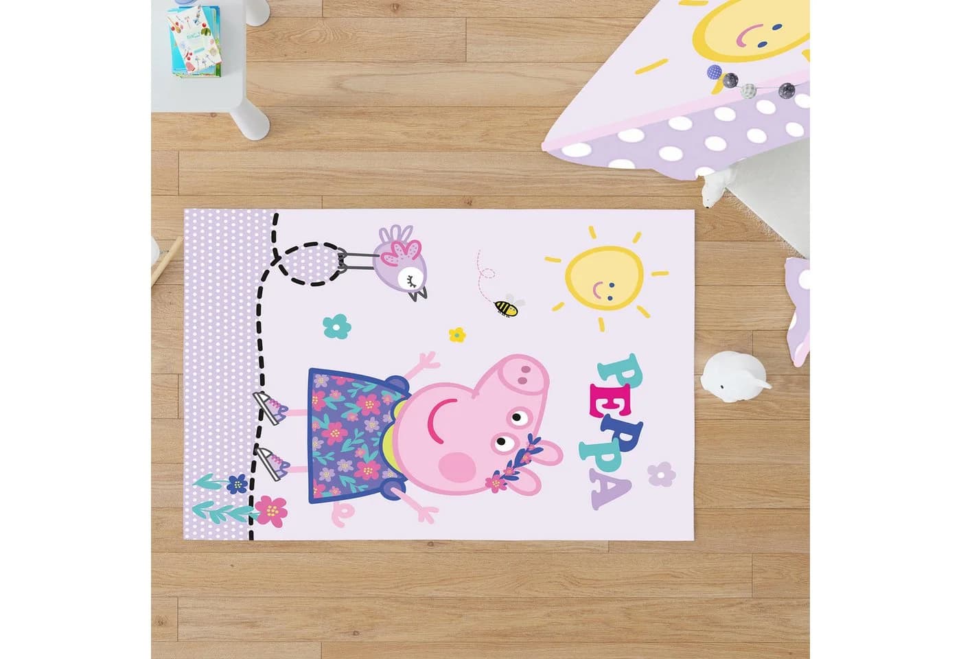 BERONAGE Peppa Wutz Pig Kinderteppich Rosa Polyamid - Bild 5