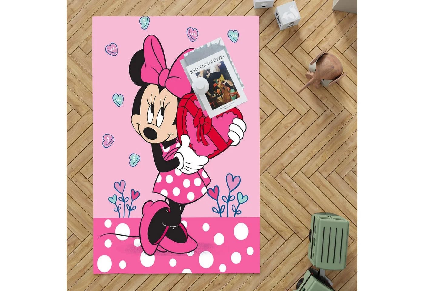 BERONAGE Minnie Mouse Kinderteppich Rosa Polyamid