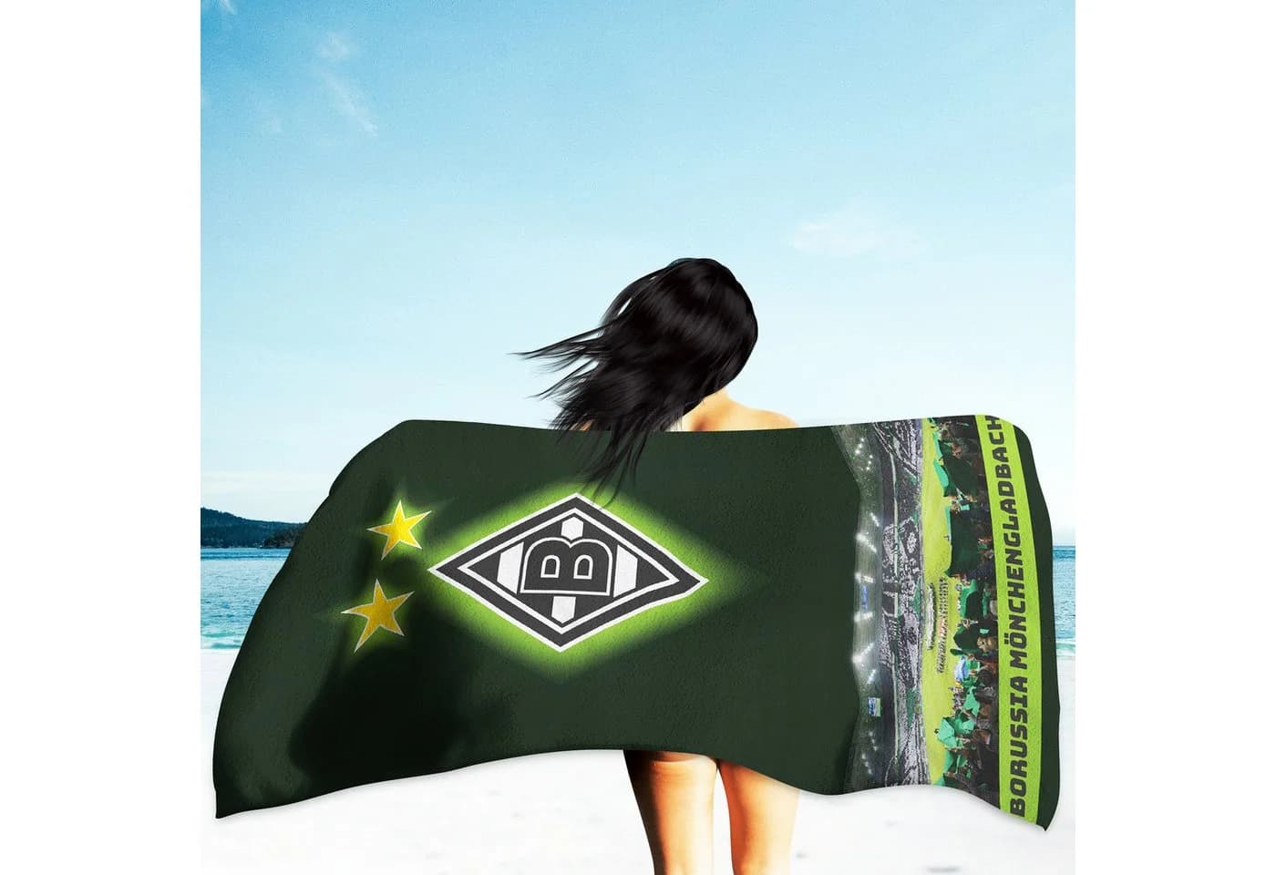 BERONAGE Strandtuch Borussia Mönchengladbach Frottee Velours 75x150 cm - Bild 3