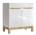 Lomadox Waschbeckenschrank SOLNA-56 Waschtischunterschrank 80 cm Hochglanz Weiß mit Wotaneiche Bild 2