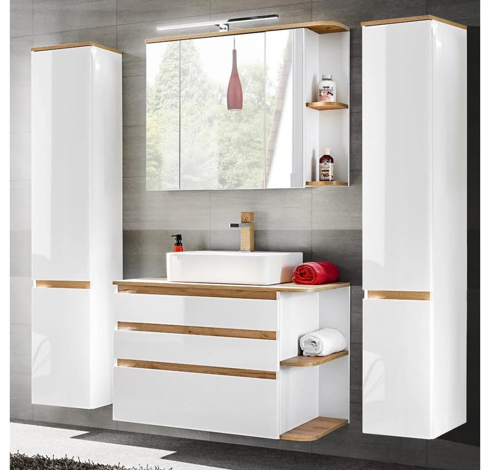Lomadox Badmöbel-Set CAMPOS-56 Weiß Hochglanz 4-teilig - Bild 2