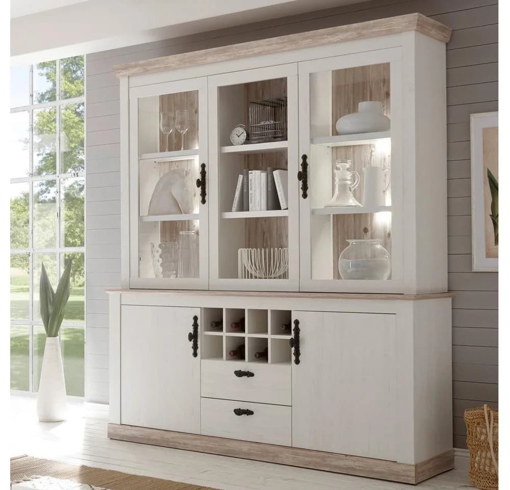 Lomadox Buffet FERNA-61 Pinie Weiß LED Landhaus - Bild 2