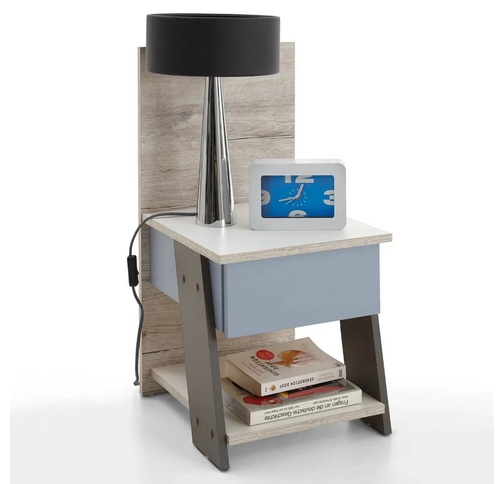 Lomadox Jugendzimmer-Set LEEDS-10 4-teilig Sandeiche/Weiß/Blau - Bild 5