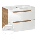 Lomadox Badmöbel-Set LUTON-56 Weiß Hochglanz mit LED Bild 1