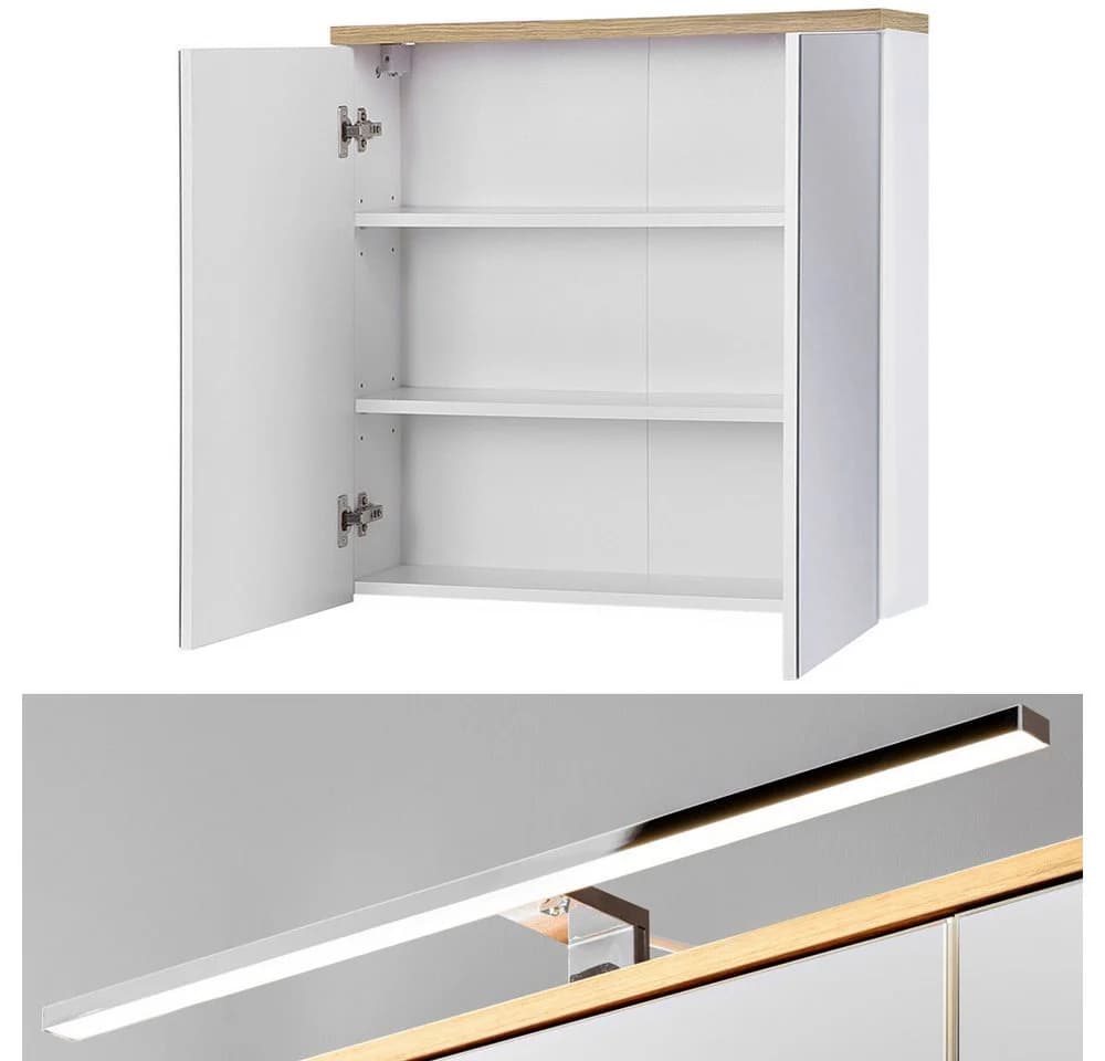 Lomadox Badmöbel-Set LUTON-56 Weiß Hochglanz mit LED - Bild 4