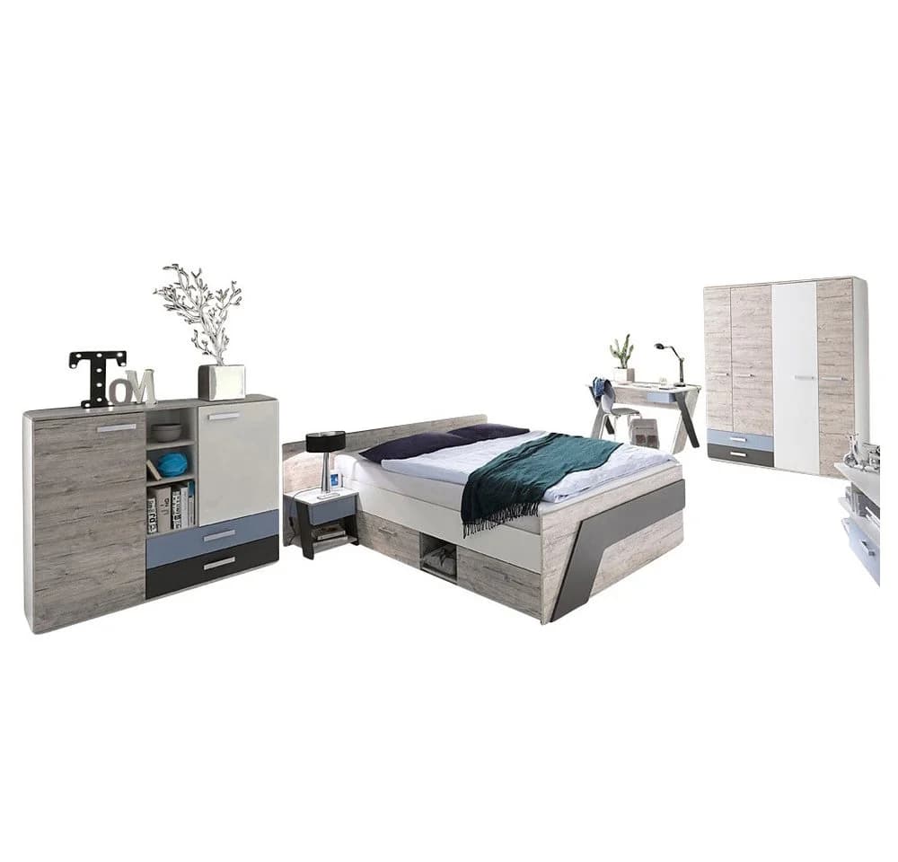 Lomadox Jugendzimmer-Set LEEDS-10 5-tlg. Sandeiche/Blau/Weiß - Bild 2