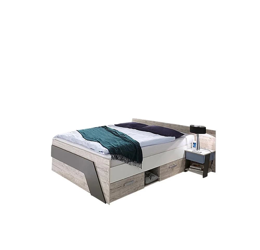 Lomadox Jugendbett LEEDS-10 Sandeiche Nb. mit weiß Lava und Denim Blau - Bild 2