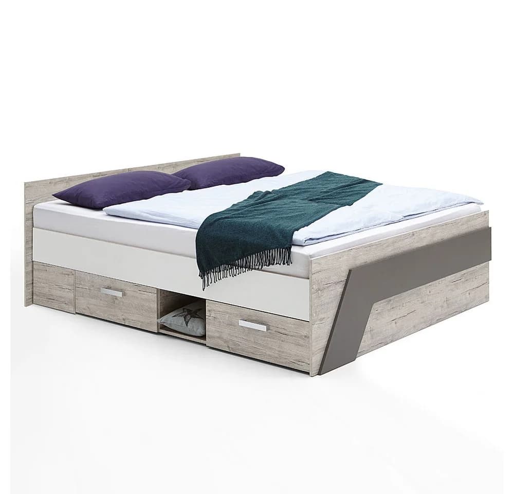 Lomadox Jugendbett LEEDS-10 Sandeiche Nb. mit weiß Lava und Denim Blau - Bild 4