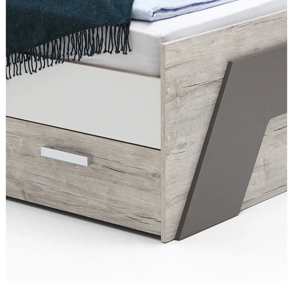 Lomadox Jugendbett LEEDS-10 Sandeiche Nb. mit weiß Lava und Denim Blau - Bild 5