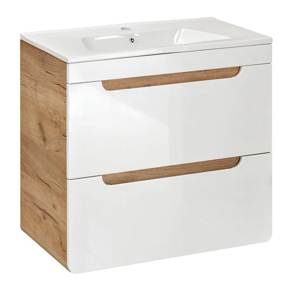 Lomadox Badmöbel-Set LUTON-56 Weiß mit LED und Softclose